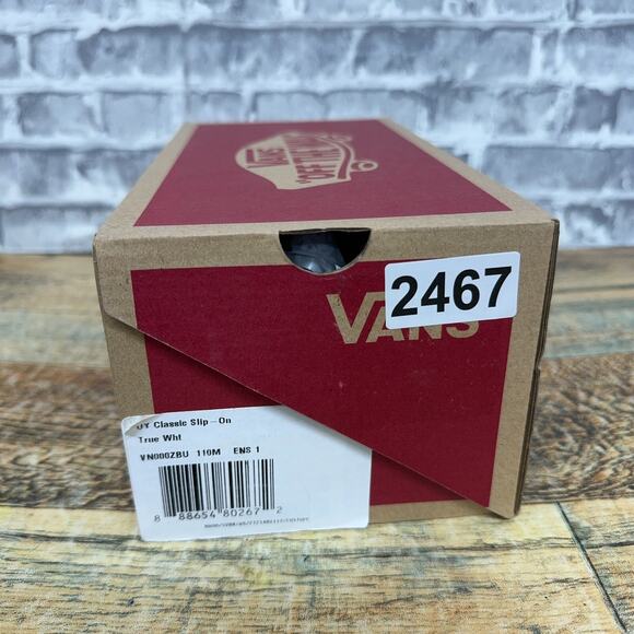 Vans Classic Slip On True White Canvas Shoes VN000ZBUENS Kids Size 11 New - Picture 6 of 6